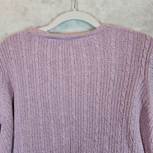 Croft & Barrow Womens 3X Cable Knit Sweater Purple casual Cotton modest Office - Picture 3 of 9